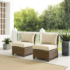 Crosley Bradenton 2pc Armless Wicker Outdoor Chair Set - KO70173WB - The Home Selection