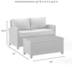 Crosley Bradenton 2pc Outdoor Wicker Conversation Set - KO70025GY-GY - The Home Selection