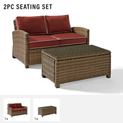 Crosley Bradenton 2pc Outdoor Wicker Conversation Set - KO70025GY-GY - The Home Selection
