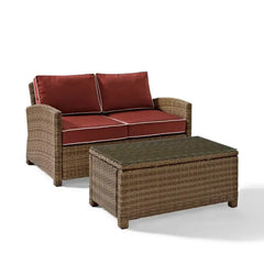 Crosley Bradenton 2pc Outdoor Wicker Conversation Set - KO70025GY-GY - The Home Selection