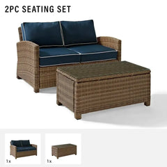 Crosley Bradenton 2pc Outdoor Wicker Conversation Set - KO70025GY-GY - The Home Selection