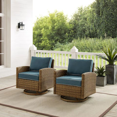 Crosley Bradenton 2pc Wicker Swivel Rocker Outdoor Chair Set - KO70423WB - The Home Selection