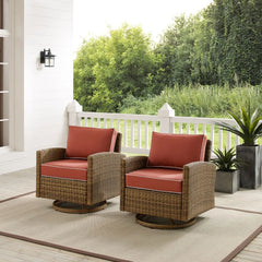 Crosley Bradenton 2pc Wicker Swivel Rocker Outdoor Chair Set - KO70423WB - The Home Selection