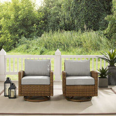 Crosley Bradenton 2pc Wicker Swivel Rocker Outdoor Chair Set - KO70423WB - The Home Selection