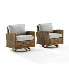 Crosley Bradenton 2pc Wicker Swivel Rocker Outdoor Chair Set - KO70423WB - The Home Selection