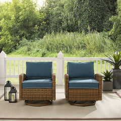 Crosley Bradenton 2pc Wicker Swivel Rocker Outdoor Chair Set - KO70423WB - The Home Selection