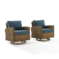 Crosley Bradenton 2pc Wicker Swivel Rocker Outdoor Chair Set - KO70423WB - The Home Selection