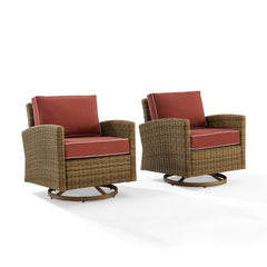 Crosley Bradenton 2pc Wicker Swivel Rocker Outdoor Chair Set - KO70423WB - The Home Selection