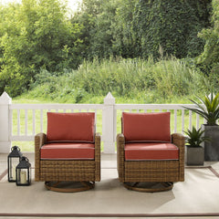 Crosley Bradenton 2pc Wicker Swivel Rocker Outdoor Chair Set - KO70423WB - The Home Selection