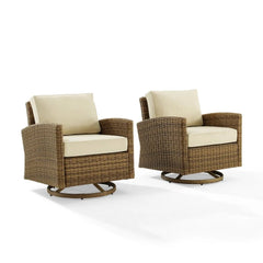 Crosley Bradenton 2pc Wicker Swivel Rocker Outdoor Chair Set - KO70423WB - The Home Selection