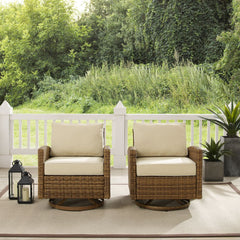 Crosley Bradenton 2pc Wicker Swivel Rocker Outdoor Chair Set - KO70423WB - The Home Selection