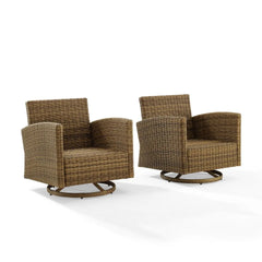 Crosley Bradenton 2pc Wicker Swivel Rocker Outdoor Chair Set - KO70423WB - The Home Selection