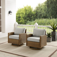 Crosley Bradenton 2pc Wicker Swivel Rocker Outdoor Chair Set - KO70423WB - The Home Selection