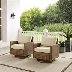 Crosley Bradenton 2pc Wicker Swivel Rocker Outdoor Chair Set - KO70423WB - The Home Selection