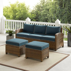 Crosley Bradenton 3pc Wicker Outdoor Sofa Patio Furniture Set - KO70186WB - The Home Selection