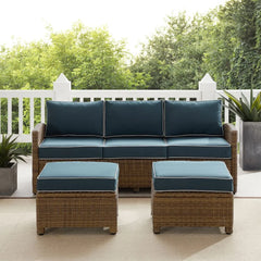 Crosley Bradenton 3pc Wicker Outdoor Sofa Patio Furniture Set - KO70186WB - The Home Selection