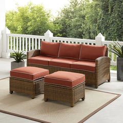 Crosley Bradenton 3pc Wicker Outdoor Sofa Patio Furniture Set - KO70186WB - The Home Selection
