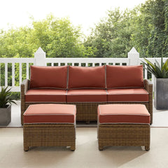 Crosley Bradenton 3pc Wicker Outdoor Sofa Patio Furniture Set - KO70186WB - The Home Selection