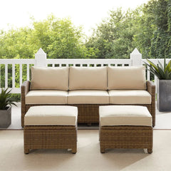 Crosley Bradenton 3pc Wicker Outdoor Sofa Patio Furniture Set - KO70186WB - The Home Selection