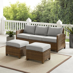 Crosley Bradenton 3pc Wicker Outdoor Sofa Patio Furniture Set - KO70186WB - The Home Selection