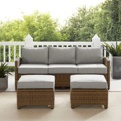 Crosley Bradenton 3pc Wicker Outdoor Sofa Patio Furniture Set - KO70186WB - The Home Selection