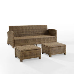 Crosley Bradenton 3pc Wicker Outdoor Sofa Patio Furniture Set - KO70186WB - The Home Selection