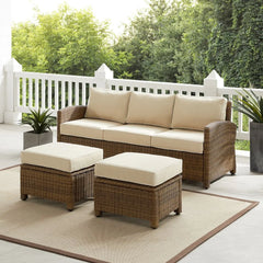 Crosley Bradenton 3pc Wicker Outdoor Sofa Patio Furniture Set - KO70186WB - The Home Selection