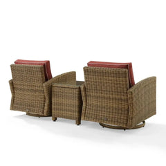 Crosley Bradenton 3pc Wicker Swivel Rocker Outdoor Chair Set - KO70424WB - The Home Selection