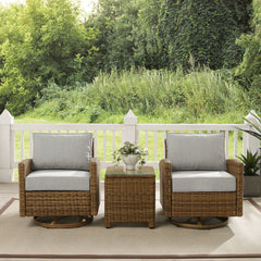 Crosley Bradenton 3pc Wicker Swivel Rocker Outdoor Chair Set - KO70424WB - The Home Selection