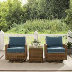 Crosley Bradenton 3pc Wicker Swivel Rocker Outdoor Chair Set - KO70424WB - The Home Selection