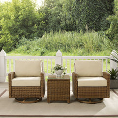 Crosley Bradenton 3pc Wicker Swivel Rocker Outdoor Chair Set - KO70424WB - The Home Selection
