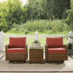 Crosley Bradenton 3pc Wicker Swivel Rocker Outdoor Chair Set - KO70424WB - The Home Selection