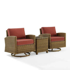 Crosley Bradenton 3pc Wicker Swivel Rocker Outdoor Chair Set - KO70424WB - The Home Selection