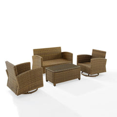 Crosley Bradenton 4pc Wicker Outdoor Loveseat And Swivel Rocker Set - The Home Selection