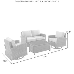 Crosley Bradenton 4pc Wicker Outdoor Loveseat And Swivel Rocker Set - The Home Selection