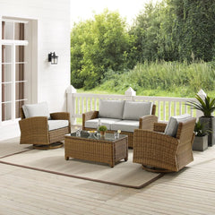Crosley Bradenton 4pc Wicker Outdoor Loveseat And Swivel Rocker Set - The Home Selection
