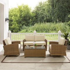 Crosley Bradenton 4pc Wicker Outdoor Loveseat And Swivel Rocker Set - The Home Selection