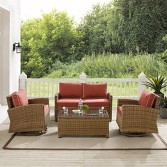 Crosley Bradenton 4pc Wicker Outdoor Loveseat And Swivel Rocker Set - The Home Selection