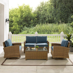 Crosley Bradenton 4pc Wicker Outdoor Loveseat And Swivel Rocker Set - The Home Selection