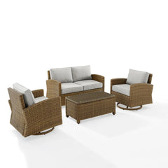 Crosley Bradenton 4pc Wicker Outdoor Loveseat And Swivel Rocker Set - The Home Selection