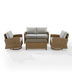Crosley Bradenton 4pc Wicker Outdoor Loveseat And Swivel Rocker Set - The Home Selection