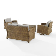 Crosley Bradenton 4pc Wicker Outdoor Loveseat And Swivel Rocker Set - The Home Selection