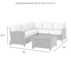 Crosley Bradenton 4Pc Wicker Outdoor Sectional Patio Furniture Set - KO70019WB - The Home Selection