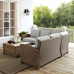 Crosley Bradenton 4Pc Wicker Outdoor Sectional Patio Furniture Set - KO70019WB - The Home Selection