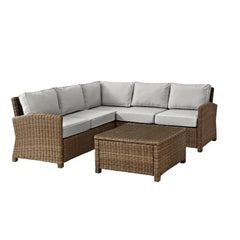 Crosley Bradenton 4Pc Wicker Outdoor Sectional Patio Furniture Set - KO70019WB - The Home Selection