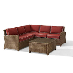 Crosley Bradenton 4Pc Wicker Outdoor Sectional Patio Furniture Set - KO70019WB - The Home Selection