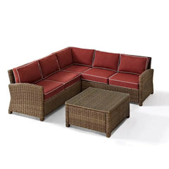 Crosley Bradenton 4Pc Wicker Outdoor Sectional Patio Furniture Set - KO70019WB - The Home Selection