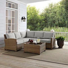 Crosley Bradenton 4Pc Wicker Outdoor Sectional Patio Furniture Set - KO70019WB - The Home Selection