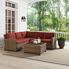 Crosley Bradenton 4Pc Wicker Outdoor Sectional Patio Furniture Set - KO70019WB - The Home Selection