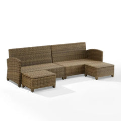 Crosley Bradenton 4pc Wicker Outdoor Sectional Patio Furniture Set - KO70187WB - The Home Selection